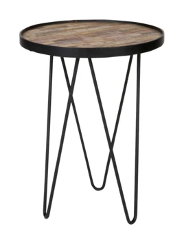 WOOOD Bijzettafel Lev Hout/metaal 3 WOOOD Bijzettafel Lev Hout/metaal