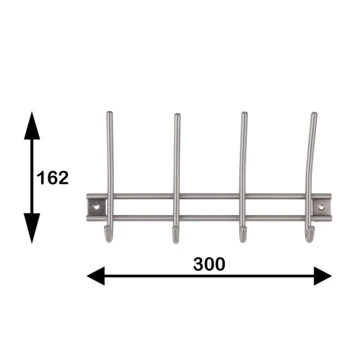 Kapstok Ian 4 Haaks Rvs 300mm 9 Kapstok Ian 4 Haaks Rvs 300mm - Afbeelding 7