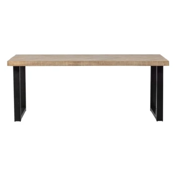 WOOOD Tablo Eettafel Mangohout Whitewash Visgraat Met U-poot 180x90 Cm 4 WOOOD Tablo Eettafel Mangohout Whitewash Visgraat Met U-poot 180x90 Cm - Afbeelding 2