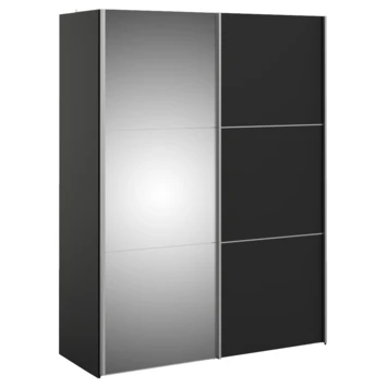 Kledingkast Janneke 150 Cm Zwart Met Spiegel 3 Kledingkast Janneke 150 Cm Zwart Met Spiegel