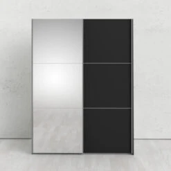 Kledingkast Janneke 150 Cm Zwart Met Spiegel 13 Kledingkast Janneke 150 Cm Zwart Met Spiegel -Meubel Pracht 123 1305