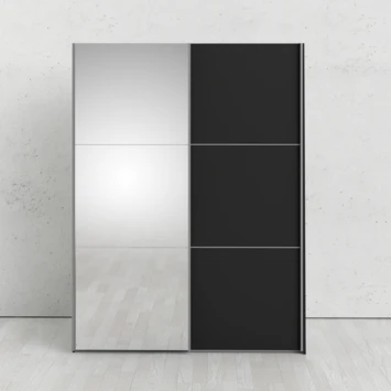 Kledingkast Janneke 150 Cm Zwart Met Spiegel 7 Kledingkast Janneke 150 Cm Zwart Met Spiegel - Afbeelding 5