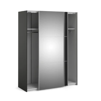 Kledingkast Janneke 150 Cm Zwart Met Spiegel 9 Kledingkast Janneke 150 Cm Zwart Met Spiegel - Afbeelding 7