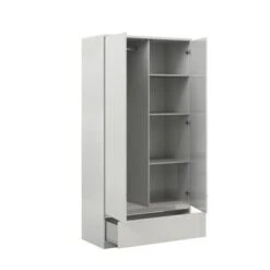 Kledingkast Neveda 2-deurs Hoogglans Wit -Meubel Pracht 123 1329