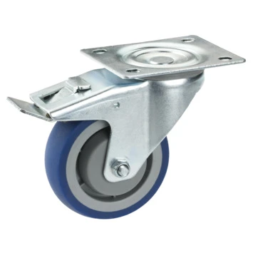 Zwenkwiel + Rem TPE Met Plaatbevestiging 80mm Tot 100kg 3 Zwenkwiel + Rem TPE Met Plaatbevestiging 80mm Tot 100kg