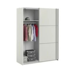 Kledingkast Janneke 150CM Wit/houtnerf -Meubel Pracht 123 1380