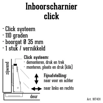 HANDSON Inboorscharnier Met Klikfunctie Volledig Opliggend 35 Mm 4 HANDSON Inboorscharnier Met Klikfunctie Volledig Opliggend 35 Mm - Afbeelding 2