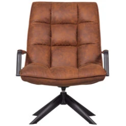 WOOOD Draaifauteuil Jouke Met Armleuning Kunstleer Cognac