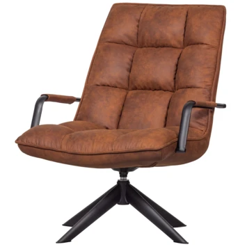 WOOOD Draaifauteuil Jouke Met Armleuning Kunstleer Cognac 4 WOOOD Draaifauteuil Jouke Met Armleuning Kunstleer Cognac - Afbeelding 2