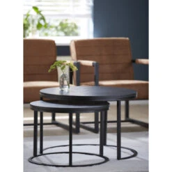 GAMMA Salontafel Kimberly Metaal/mdf Zwart - Set Van 2 -Meubel Pracht 123 1676