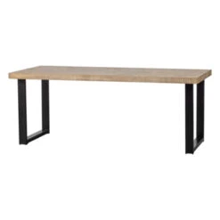 WOOOD Tablo Eettafel Mangohout Whitewash Visgraat Met U-poot 200x90 Cm