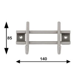 Kapstok Ian 2 Haaks Rvs 140mm -Meubel Pracht 123 1902