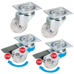 Designwielen PUR Met Plaatbevestiging 50mm Tot 120kg/set 4st