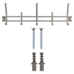 Kapstok Yvo 5 Haaks Rvs 450mm -Meubel Pracht 123 2093