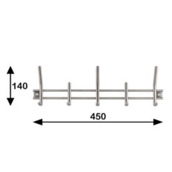 Kapstok Yvo 5 Haaks Rvs 450mm -Meubel Pracht 123 2095