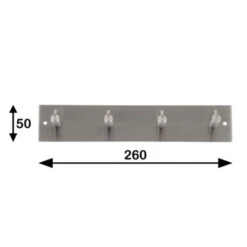 Kapstok Maaike 4 Haaks Rvs 260mm -Meubel Pracht 123 2124