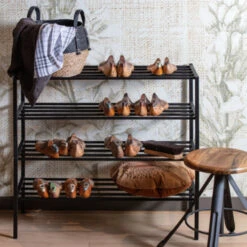 WOOOD Schoenenrek Ferro Metaal Zwart -Meubel Pracht 123 265