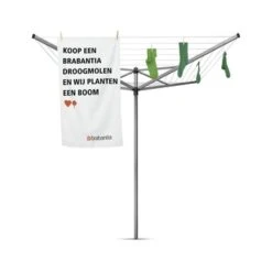 Brabantia Droogmolen Zilver Topspinner 50 Meter Met Grondanker -Meubel Pracht 123 3473