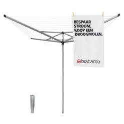 Brabantia Droogmolen Zilver Topspinner 50 Meter Met Grondanker -Meubel Pracht 123 3476