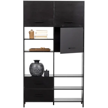 WOOOD Vakkenkast Aiko Grenen Zwart 4 WOOOD Vakkenkast Aiko Grenen Zwart - Afbeelding 2