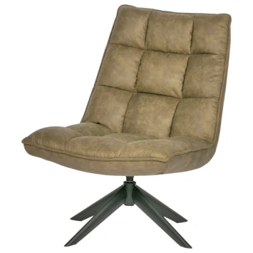 WOOOD Draaifauteuil Jouke Kunstleer Warmgroen 4 WOOOD Draaifauteuil Jouke Kunstleer Warmgroen - Afbeelding 2