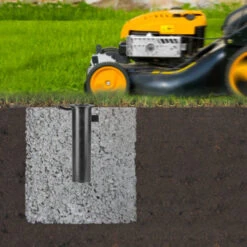 Brabantia Droogmolen Essential 40m Met Bodemhuls Metallic Grey -Meubel Pracht 123 3801