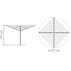 Brabantia Droogmolen Essential 40m Met Bodemhuls Metallic Grey -Meubel Pracht 123 3804