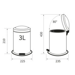 Sealskin Pedaalemmer Acero Zwart 3 Liter -Meubel Pracht 123 3901