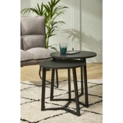 GAMMA Bijzettafel Albert Metaal/mdf Zwart Set Van 2 -Meubel Pracht 123 395