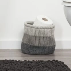 Sealskin Opbergmand Knitted 20x20 Cm Grijs -Meubel Pracht 123 472