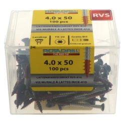 Rotadrill Lattenwandschroef Zwarte Lenskop Torx Rvs-410 4.0x50 Mm 100 Stuks -Meubel Pracht 123 4860