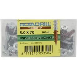 Rotadrill Schroef Universeel Platkop Torx Verzinkt 5.0x70 Mm 100 Stuks -Meubel Pracht 123 5073
