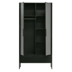 WOOOD Garderobekast Adam 2 Deurs Zwart 200x100x53 Cm -Meubel Pracht 123 508