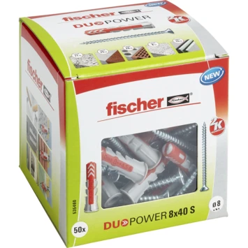 Fischer Universeelplug DuoPower 8x40mm Met Schroef 50 Stuks 4 Fischer Universeelplug DuoPower 8x40mm Met Schroef 50 Stuks - Afbeelding 2