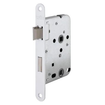 Insteekslot Badkamerslot/wc-slot Met Witte Slotplaat Incl. Kruk 8 Mm Doorn 50mm 4 Insteekslot Badkamerslot/wc-slot Met Witte Slotplaat Incl. Kruk 8 Mm Doorn 50mm - Afbeelding 2