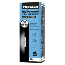 Toggler Hollewandanker 10-92 Mm M6 + Bouten 6 Stuks