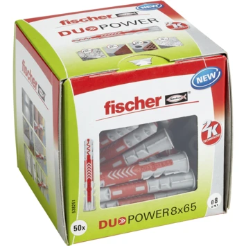 Fischer Universeelplug DuoPower 8x65mm 50 Stuks 4 Fischer Universeelplug DuoPower 8x65mm 50 Stuks - Afbeelding 2