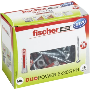 Fischer Universeelplug DuoPower 6x30mm Met Bolkopschroef 50 Stuks 4 Fischer Universeelplug DuoPower 6x30mm Met Bolkopschroef 50 Stuks - Afbeelding 2