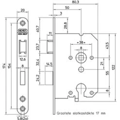 NEMEF 1200 Serie Insteekcilinderslot Binnendeur Met Wit Gelakte Voorplaat Doorn 50mm PC 55mm -Meubel Pracht 123 5442