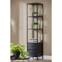 GAMMA Wandrek Richard Met Lade Metaal/mdf Zwart -Meubel Pracht 123 568