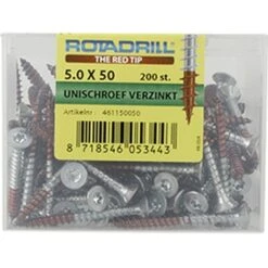 Rotadrill Schroef Universeel Platkop Torx Verzinkt 5.0x50 Mm 200 Stuks 5 Rotadrill Schroef Universeel Platkop Torx Verzinkt 5.0x50 Mm 200 Stuks -Meubel Pracht 123 5851