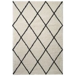 Cavallino Vloerkleed Wit/Zwart Ruit 35 Mm 160x230 Cm