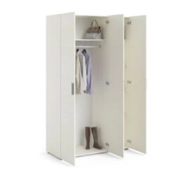 Kledingkast Pisa 3 Deurs Wit Houtnerf -Meubel Pracht 123 663