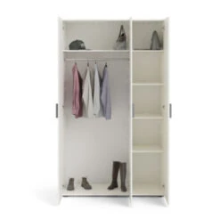 Kledingkast Pisa 3 Deurs Wit Houtnerf -Meubel Pracht 123 664