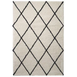 Cavallino Tapijt Wit/Zwart Ruit 35 Mm 160x230 Cm