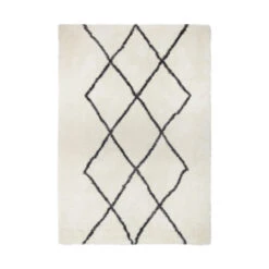 Vloerkleed Pelush Zwart Wit Ruit 160x230 Cm